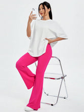 Women's Cartoon Letter & Floral Printed T-Shirt And Flared Pants Set